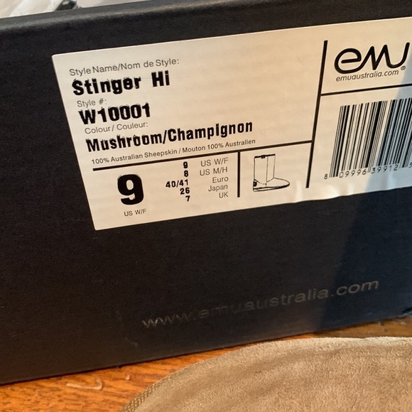 EMU Stinger Hi Women’s Genuine Sheepskin Boots Mushroom Gray Size 9 - Picture 7 of 13